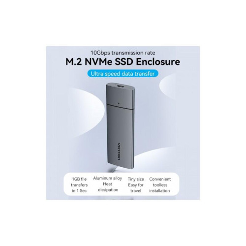 Корпус для SSD Vention USB 3.1 Gen 2-C M.2 NVMe Серый