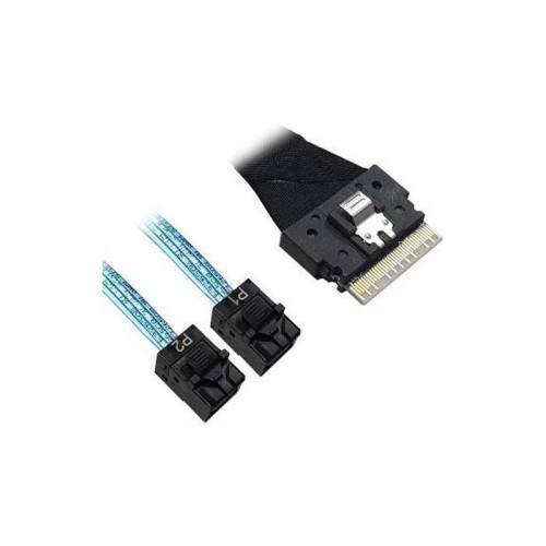 Кабель/ Cable, x8 8654 to 2x4 8643, 9402 SAS 1M. SFF-8654 (SlimSAS) - 2 x4 SFF-8643 Mini SAS HD