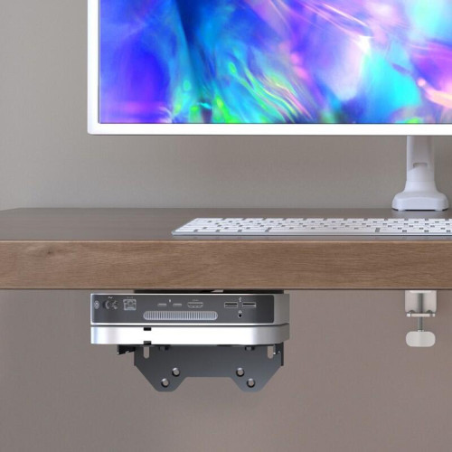 Крепление универсальное для mini PC ONKRON/ макс нагрузка 5кг, крепления на VESA: 75x75, 100x100,  высота mini PC: 12~79мм, ширина и длина mini PC: без ограничений, возможность установки: на стену, под стол, к VESA креплениям монитора, между монитором и к