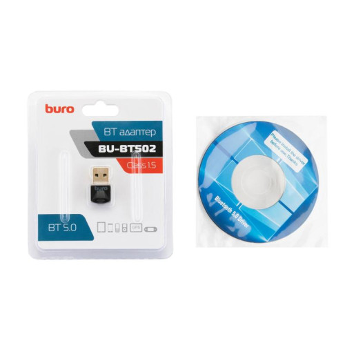 Адаптер USB Buro BU-BT502 BT5.0+EDR class 1.5 20м черный [BT502]