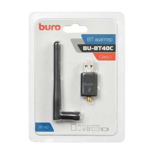 Адаптер USB Buro BU-BT40C BT4.0+EDR class 1 100м черный