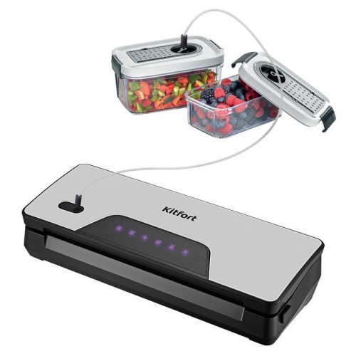 Вакуумный упаковщик Kitfort КТ-1517 130Вт серебристый/черный