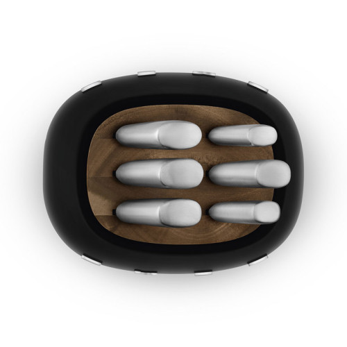 Комплект ножей SMEG, нож для овощей, нож универсальный, нож для мяса, нож сантоку, нож для хлеба, шеф-нож, подставка, цвет черный