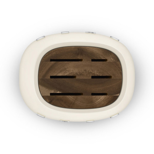 Комплект ножей SMEG, нож для овощей, нож универсальный, нож для мяса, нож сантоку, нож для хлеба, шеф-нож, подставка, цвет кремовый