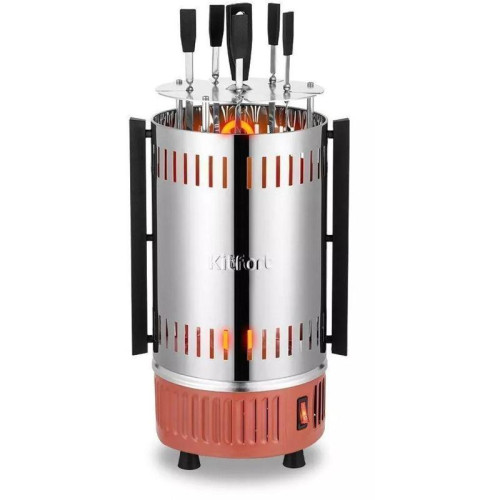 Шашлычница электрическая Kitfort КТ-1407 900Вт нержавеющая сталь/оранжевый