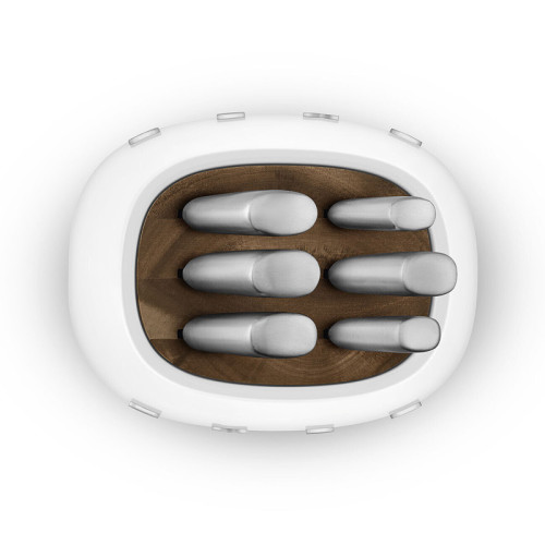 Комплект ножей SMEG, нож для овощей, нож универсальный, нож для мяса, нож сантоку, нож для хлеба, шеф-нож, подставка, цвет белый