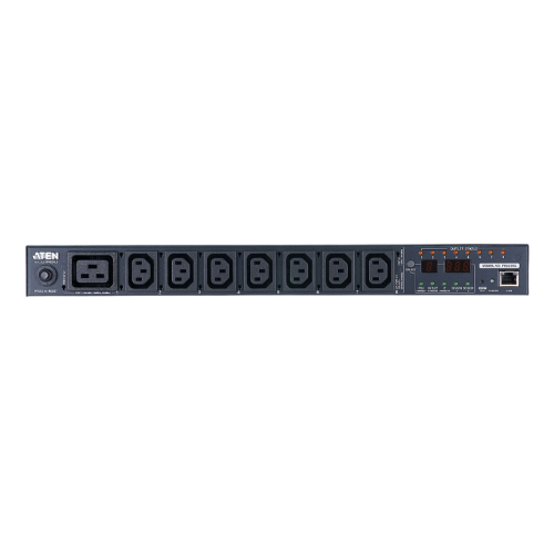 Устройство распределения питания, с управлением, 16A,  2.4kW,  8 портов, 1 банк, IP доступ, ввод C14, (8*C13 монитор. V / A / кВт / кВтч по портам/устройству вкл/выкл по портам;без шнуров)/ 16A Per outlet Metered, 8 Outlet SW PDU