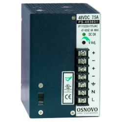 OSNOVO Промышленный блок питания. DC48V, 7,5A (360W). Диапазон входных напряжений: AC195-265V.