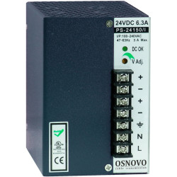 Блок питания/ OSNOVO Промышленный блок питания. DC24V, 6,3A (150W). Диапазон входных напряжений: AC195-265V