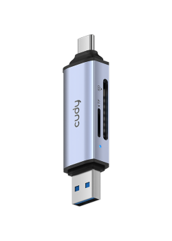 Кардридер/ 2-IN-1 USB 3.0 SD/TF Card Reader, Dual USB (1xUSB-A 3.0 + 1xUSB-C 3.1), 1xSD 3.0(Up to 150MB/s), 1xTF 3.0(Up to 150MB/s), UHS-I  (SD/SDHC/SDXC), Supports dual-card simultaneous working, windows/Mac/Linux