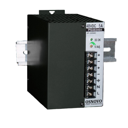 OSNOVO Промышленный блок питания. DC48V, 5A (240W), встроенный вентилятор, монтаж на DIN-рейку или стену