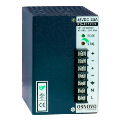 Блок питания/ OSNOVO Промышленный блок питания. DC48V, 2,5A (120W). Диапазон входных напряжений: AC195-265V