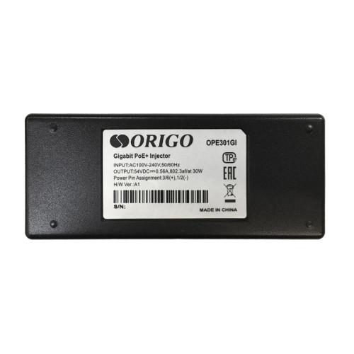 PoE Injector 802.3af/at, 1x1000Base-T LAN, 1x1000Base-T PoE Out, Output: 54VDC