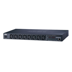 Устройство распределения питания, с управлением, 10A,  2.4kW,  8 портов, 1 банк, IP доступ, ввод C14, (8*C13 монитор. V / A / кВт / кВтч по портам/устройству вкл/выкл по портам;без шнуров)/ 10A Per outlet Metered, 8 Outlet SW PDU