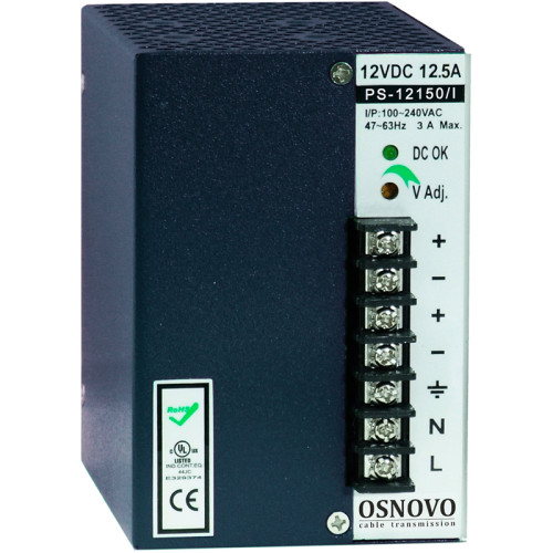 Блок питания/ OSNOVO Промышленный блок питания. DC12V, 12,5A (150W). Диапазон входных напряжений: AC195-265V