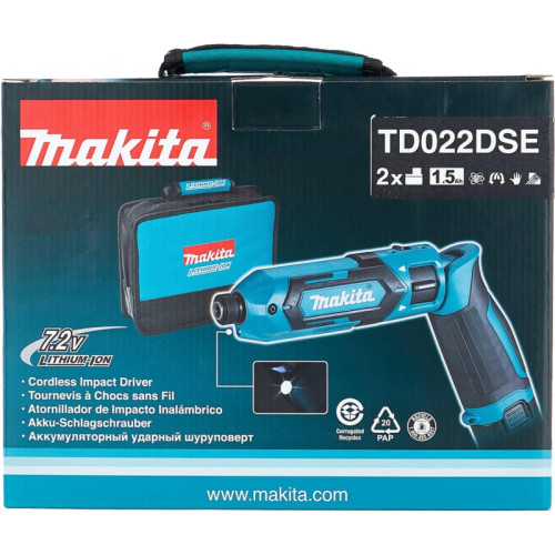 Отвертка аккум. Makita TD022DSE аккум. патрон:шестигранник 6.35 мм (1/4) Отвертка аккум. Makita TD022DSE аккум. патрон:шестигранник 6.35 мм (1/4)