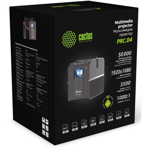 Проектор Cactus CS-PRC.04B.Full HD-A LCD 3500Lm LS 240Lm ANSI (1920x1080) 1000:1 ресурс лампы:50000часов 1xUSB typeA 1xHDMI 1.35кг