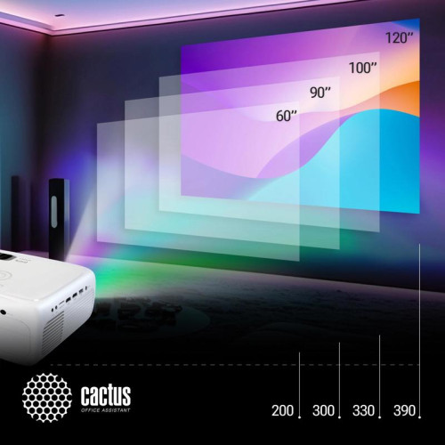 Проектор Cactus CS-PRM.07WT.Full HD LCD 3200Lm LS 320Lm ANSI (1920x1080) 1500:1 ресурс лампы:50000часов 1xUSB typeA 3xHDMI 1.16кг