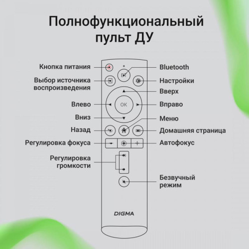Проектор Digma DP-FHD450A LCD 8000Lm LS 600Lm ANSI (1920x1080) 3000:1 ресурс лампы:50000часов 2xUSB typeA 2xHDMI 3.2кг