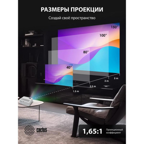 Проектор Cactus CS-PRM.01WT.Full HD-A LCD 700Lm ANSI (1920x1080) 2500:1 ресурс лампы:50000часов 2xUSB typeA 2xHDMI 1.8кг Проектор Cactus CS-PRM.01WT.Full HD-A LCD 700Lm ANSI (1920x1080) 2500:1 ресурс лампы:50000часов 2xUSB typeA 2xHDMI 1.8кг