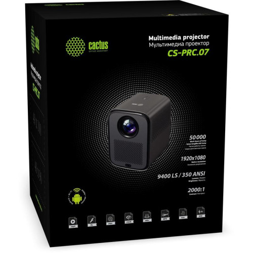 Проектор Cactus CS-PRC.07WT.Full HD-A LCD 350Lm ANSI (1920x1080) 2000:1 ресурс лампы:50000часов 1xUSB typeA 1xHDMI 1кг