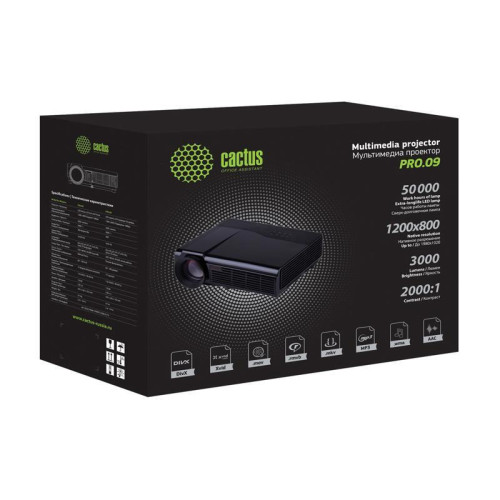 Проектор Cactus CS-PRO.09B.WXGA-W LCD 3000Lm LS 300Lm ANSI (1280x720) 2000:1 ресурс лампы:50000часов 2xUSB typeA 2xHDMI 4.7кг Проектор Cactus CS-PRO.09B.WXGA-W LCD 3000Lm LS 300Lm ANSI (1280x720) 2000:1 ресурс лампы:50000часов 2xUSB typeA 2xHDMI 4.7кг