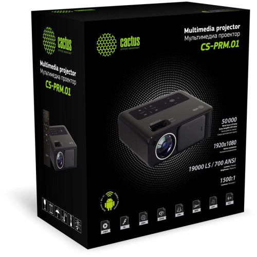 Проектор Cactus CS-PRM.01B.Full HD-A LCD 700Lm ANSI (1920x1080) 2500:1 ресурс лампы:50000часов 2xUSB typeA 2xHDMI 1.8кг