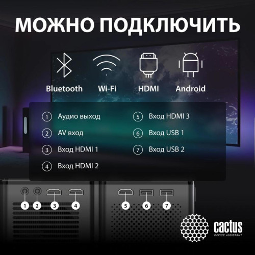 Проектор Cactus CS-PRO.03B.Full HD-A LCD 7500Lm LS 720Lm ANSI (1920x1080) 2300:1 ресурс лампы:30000часов 2xUSB typeA 3xHDMI 1.73кг