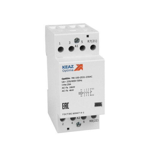 Контактор/ Контактор 230В AC 4НО 25А OptiDin MK-100-2540-230AC