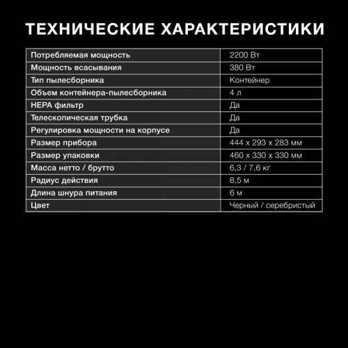 Пылесос/ Пылесос Hyundai HYV-C2650 2200Вт черный/серебристый