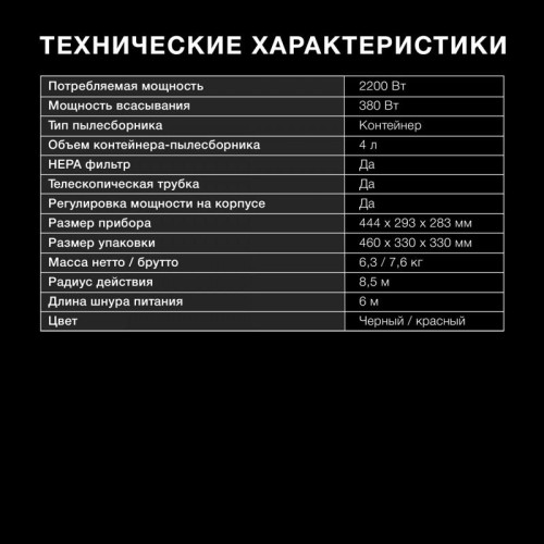 Пылесос/ Пылесос Hyundai HYV-C2645 2200Вт красный/черный