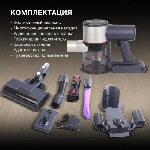 Пылесос ручной/ Пылесос ручной Hyundai HYV-S7570 380Вт темно-синий/серебристый