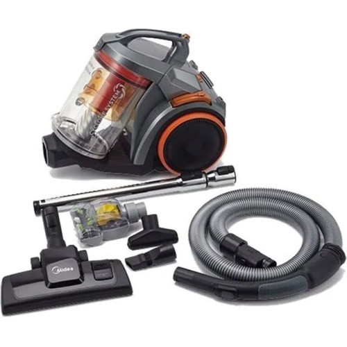 Пылесос Midea/ Пылесос Midea, мощность 2200 Вт, объем контейнера 3 л, фильтр НЕРА, щетка ковер/пол, малая турбощетка, насадка 2в1, насадка для мягкой мебели, регулировка мощности на корпусе, длина шнура 5 м, цвет оранжевый/серебристый