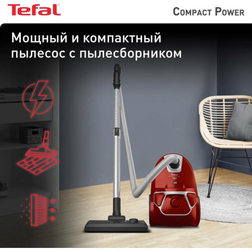 Пылесос TEFAL/ Пылесос TEFAL TW3953EA 750Вт, мешковый, сухая уборка, красный