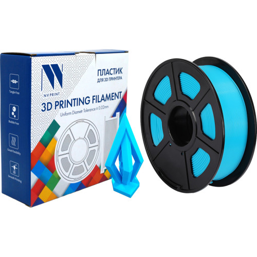 -/ Филамент NVPRINT PLA+ Cyan для 3D печати диаметр 1.75мм  длина 330 метров  масса 1 кг