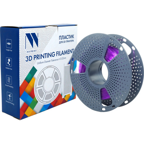 -/ Филамент NVPRINT TPU Trans. Purple для 3D печати диаметр 1.75мм  длина 165 метров  масса 0,5 кг