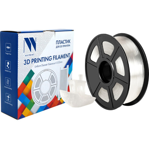 -/ Филамент NVPRINT ABS Transparent для 3D печати диаметр 1.75мм  длина 330 метров  масса 1 кг