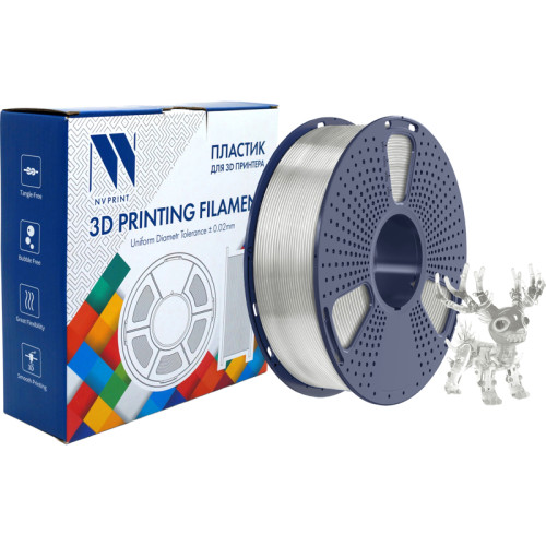-/ Филамент NVPRINT PLA+ Trasparent White для 3D печати диаметр 1.75мм  длина 330 метров  масса 1 кг