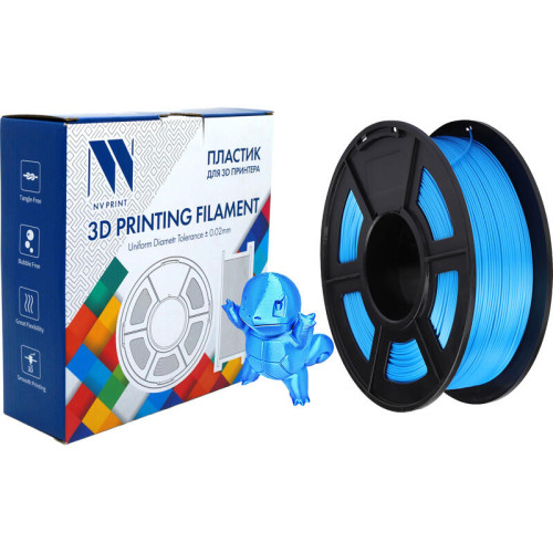 -/ Филамент NVPRINT Silk PLA+ Blue для 3D печати диаметр 1.75мм  длина 330 метров  масса 1 кг