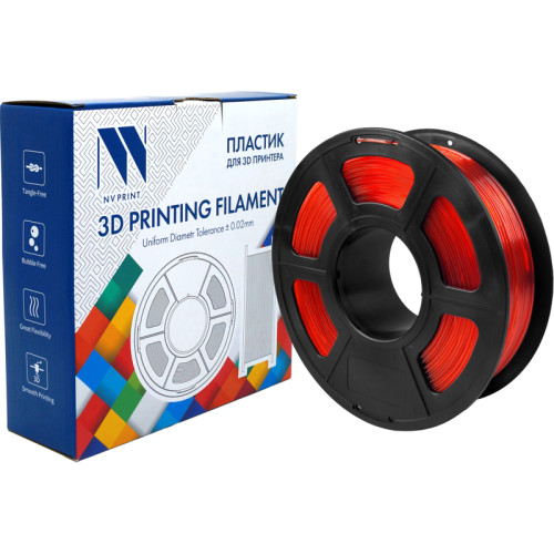 -/ Филамент NVPRINT PETG Clear Red Прозрачно-красный для 3D печати диаметр 1.75мм   масса 1 кг