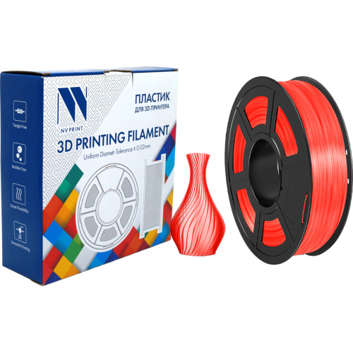-/ Филамент NVPRINT TPU Trans. Red для 3D печати диаметр 1.75мм  длина 165 метров  масса 0,5 кг