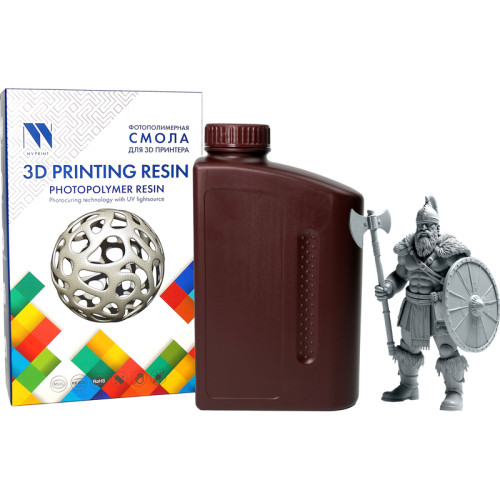 -/ Фотополимерная смола NVPRINT высокой детализации 14K Standard Resin Grey  для 3D печати 1 кг (бут)