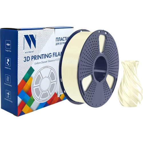 -/ Филамент NVPRINT TPU Silk Cream White для 3D печати диаметр 1.75мм  длина 330 метров  масса 1 кг