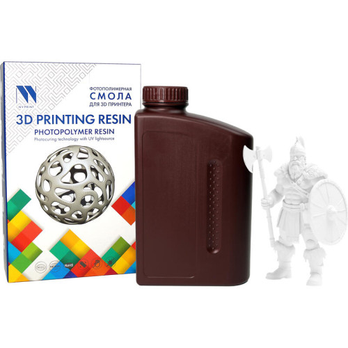 -/ Фотополимерная смола NVPRINT ABS Like Resin White для 3D печати 1 кг (бут) -/ Фотополимерная смола NVPRINT ABS Like Resin White для 3D печати 1 кг (бут)