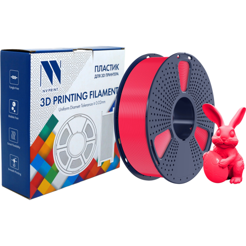 -/ Филамент NVPRINT PETG Glow Red для 3D печати диаметр 1.75мм  длина 330 метров  масса 1 кг