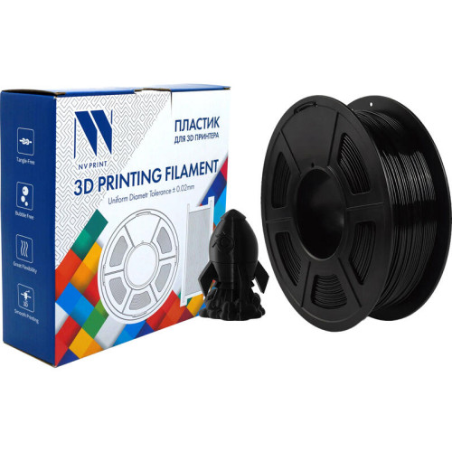 -/ Филамент NVPRINT PETG Black для 3D печати диаметр 1.75мм длина 330 метров масса 1 кг -/ Филамент NVPRINT PETG Black для 3D печати диаметр 1.75мм длина 330 метров масса 1 кг