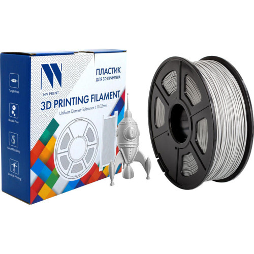 -/ Филамент NVPRINT ABS Silver для 3D печати диаметр 1.75мм  длина 330 метров  масса 1 кг