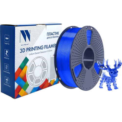 -/ Филамент NVPRINT PLA+ Trasparent Blue для 3D печати диаметр 1.75мм  длина 330 метров  масса 1 кг