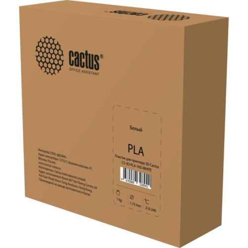 -/ Пластик для принтера 3D Cactus CS-3D-PLA-1KG-WHITE PLA d1.75мм 1кг L326м 1цв.