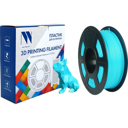 -/ Филамент NVPRINT PLA+ Sky Blue для 3D печати диаметр 1.75мм  длина 330 метров  масса 1 кг